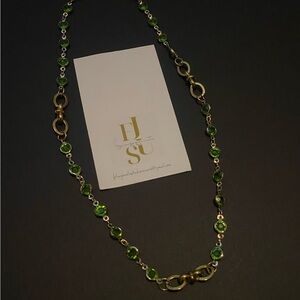 Handmade Green Swarovski Peridot with gold filled Necklace